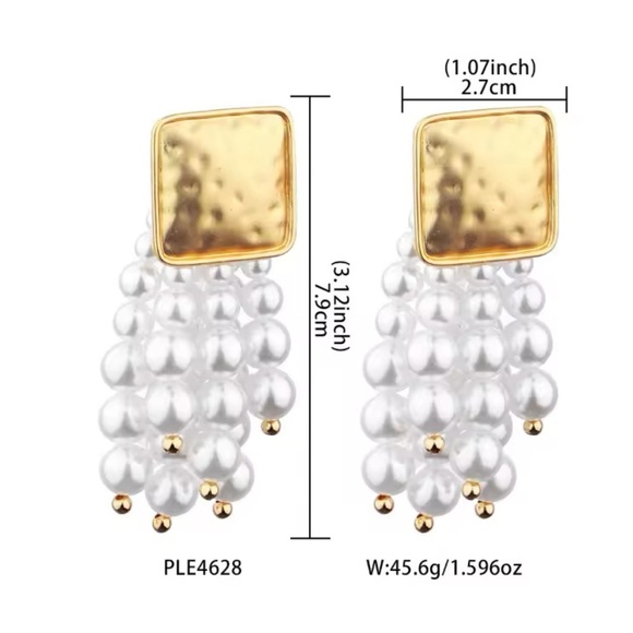 Zara White Cascade Beaded Elegant Gold and White Pearl Drop Earrings - Picture 4 of 5